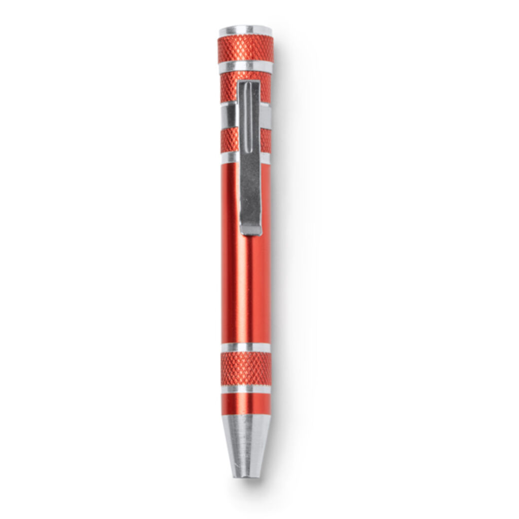 Алюминиевый мультитул в форме ручки, цвет красный