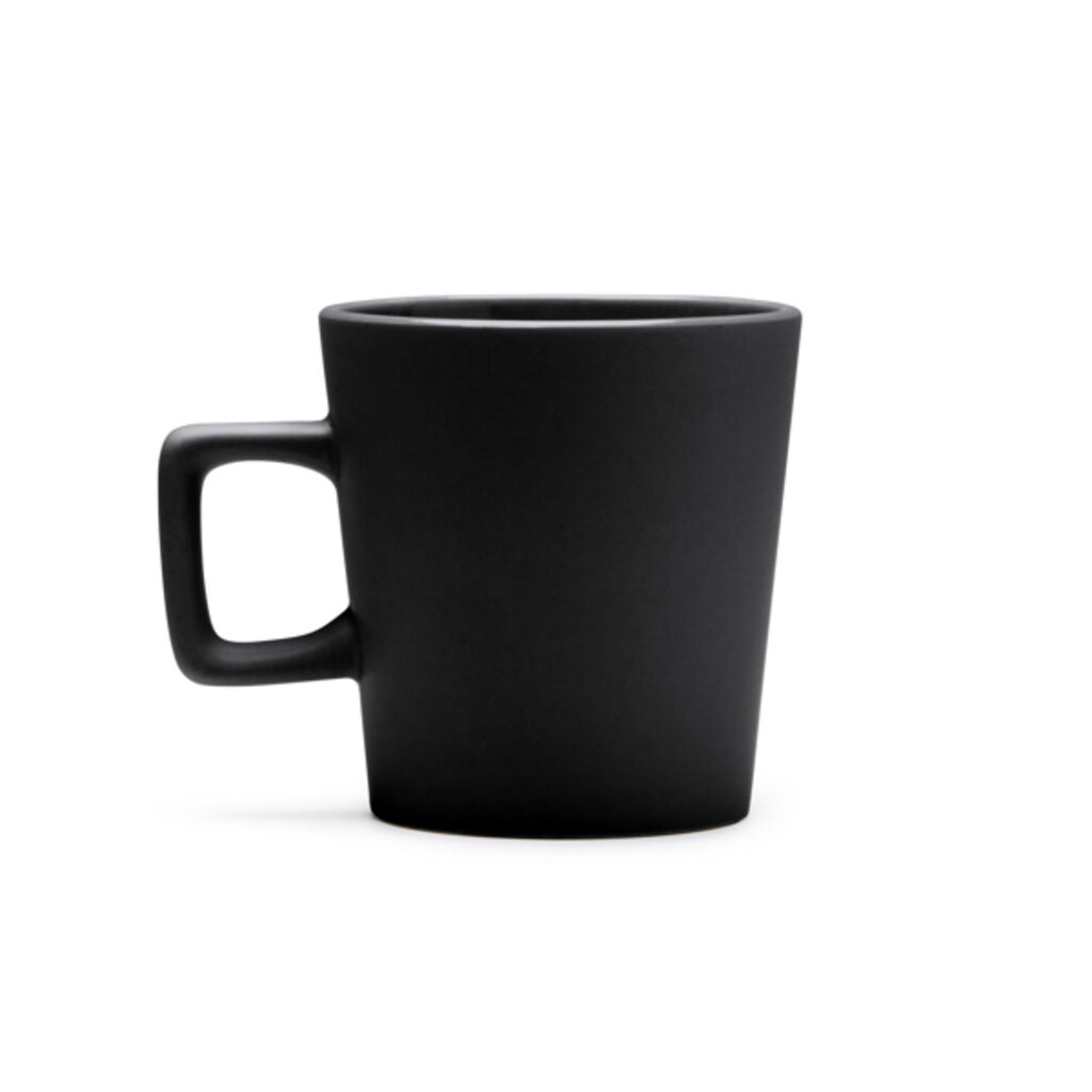 Керамічна чашка з матовим покриттям і квадратною ручкою, колір чорний