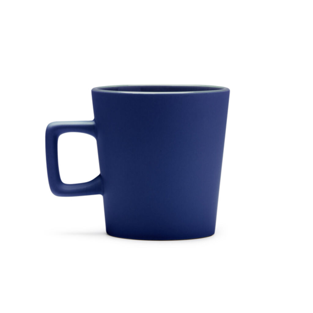 Керамічна чашка з матовим покриттям і квадратною ручкою, колір темно-синій