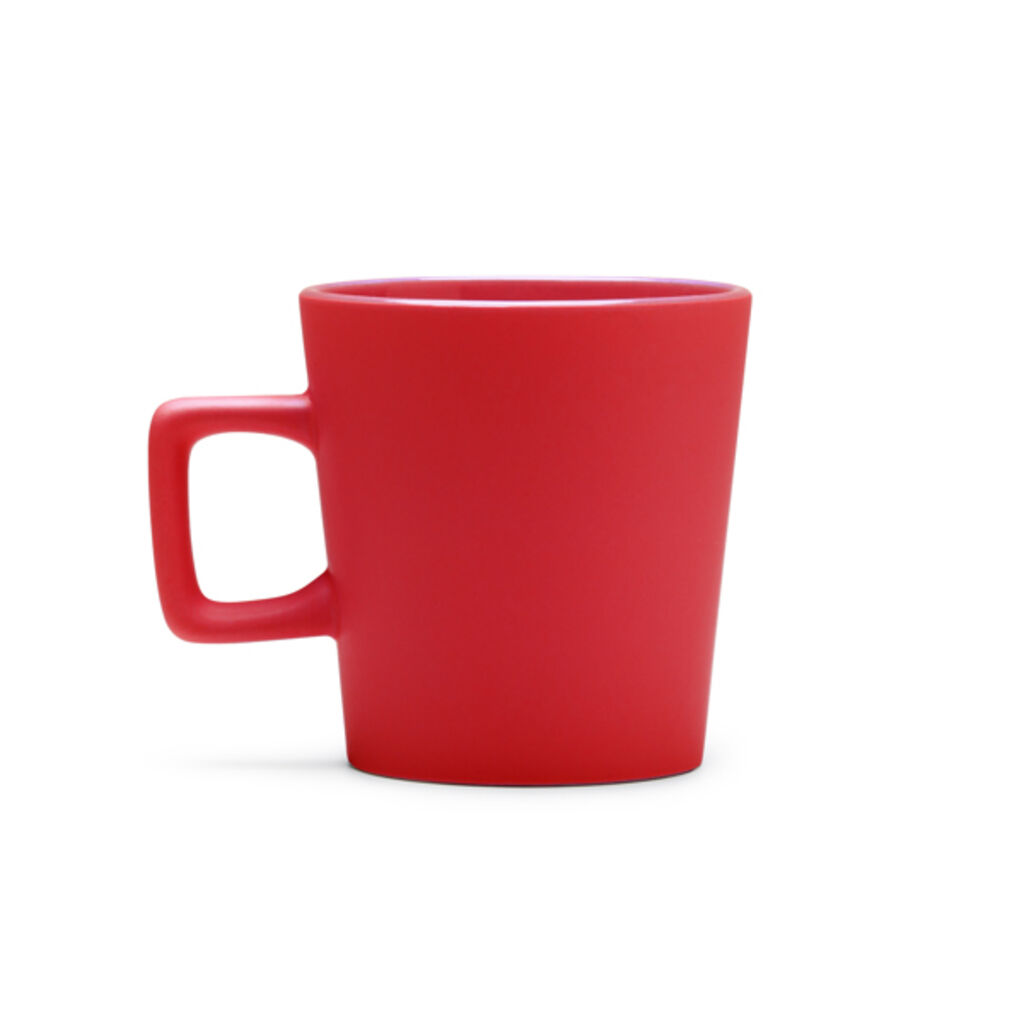 Керамічна чашка з матовим покриттям і квадратною ручкою, колір червоний