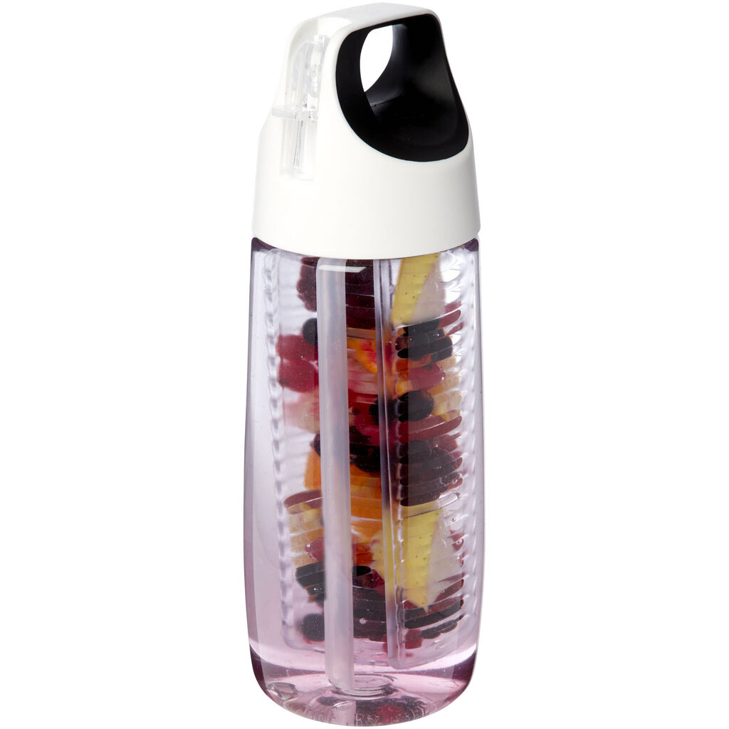 Спортивная бутылка HydroFruit из переработанного пластика объемом 700 мл с откидной крышкой и заварочным устройством, цвет прозрачный