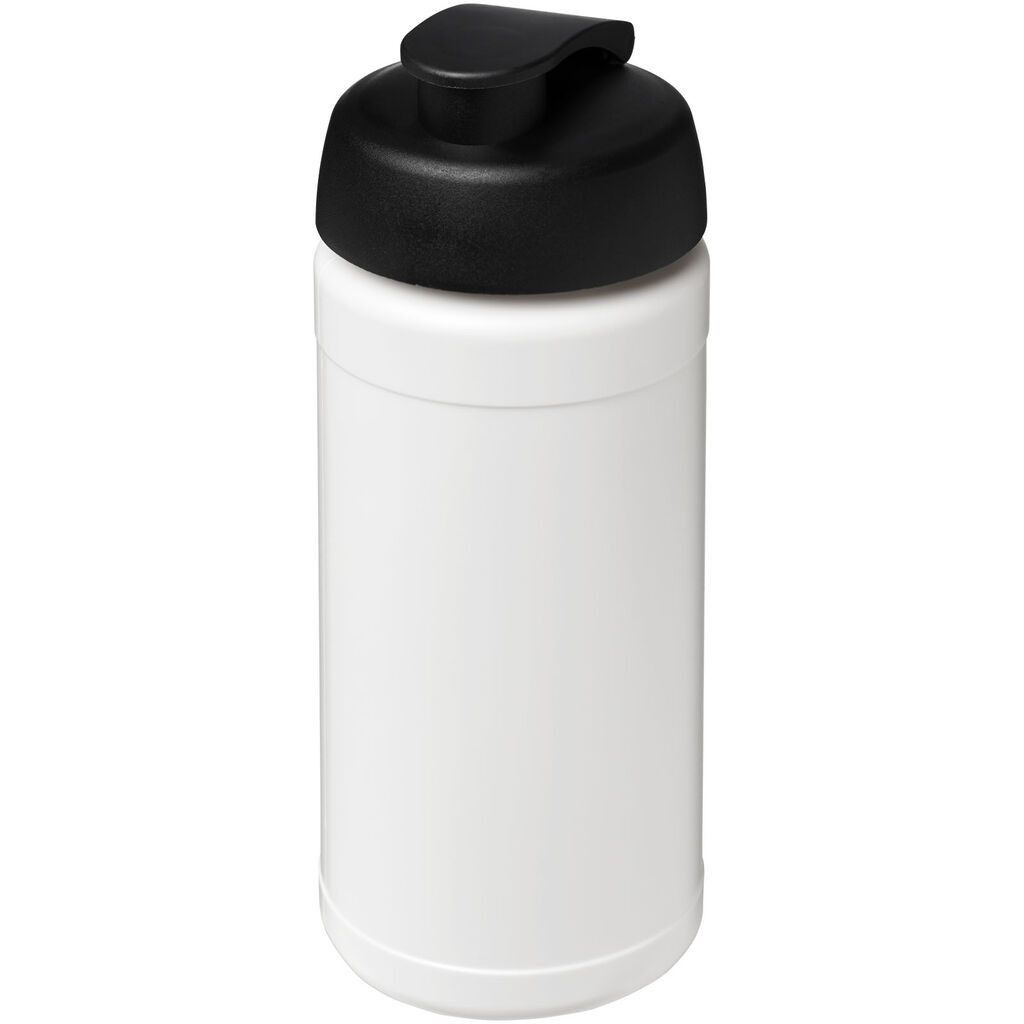 Спортивная бутылка Baseline из переработанного сырья объемом 500 мл с откидной крышкой, цвет белый, черный