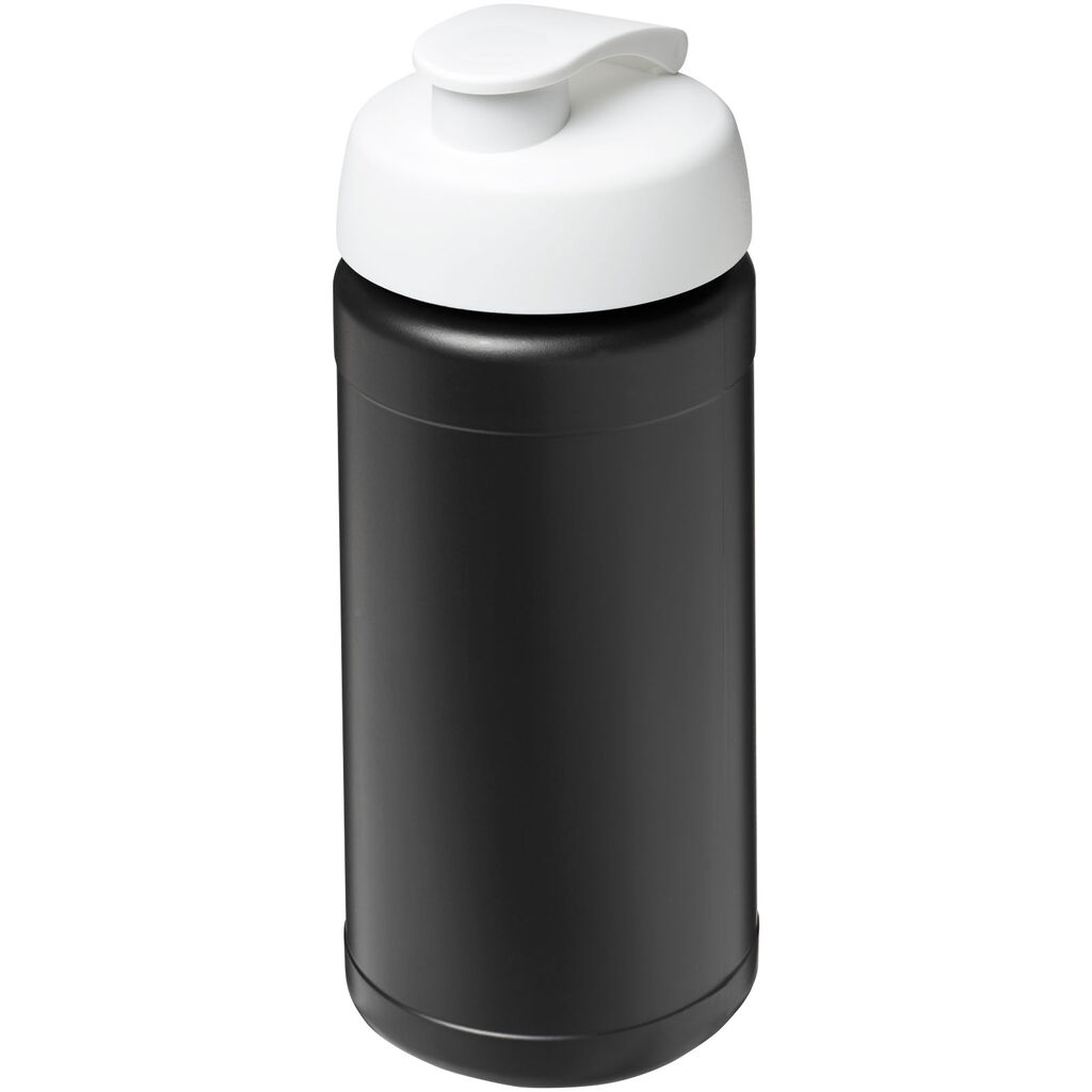 Спортивная бутылка Baseline из переработанного сырья объемом 500 мл с откидной крышкой, цвет черный, белый
