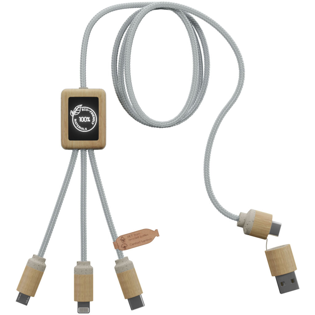Зарядний кабель SCX.design C49 5-в-1, колір коричневий