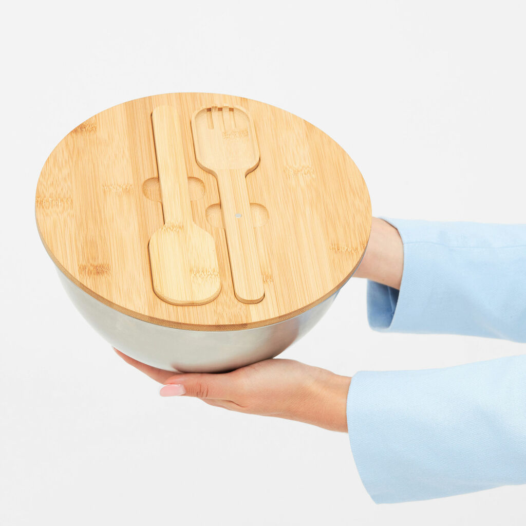Салатниця EAT HEALTHY, колір коричневий, срібний - 56-0306049- Фото №8