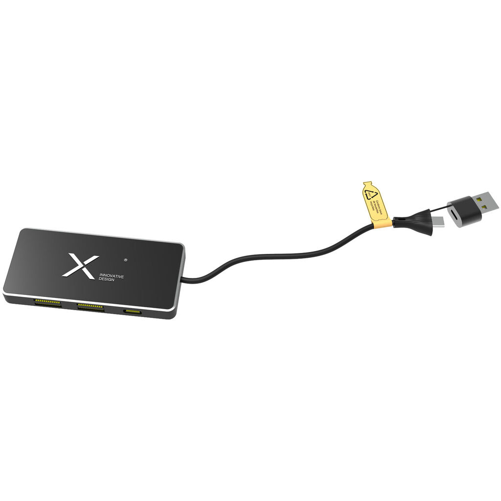 SCX.design H20 USB-концентратор 8-в-1 с двойным входом и 6 портами, цвет сплошной черный - 1PX16590- Фото №4