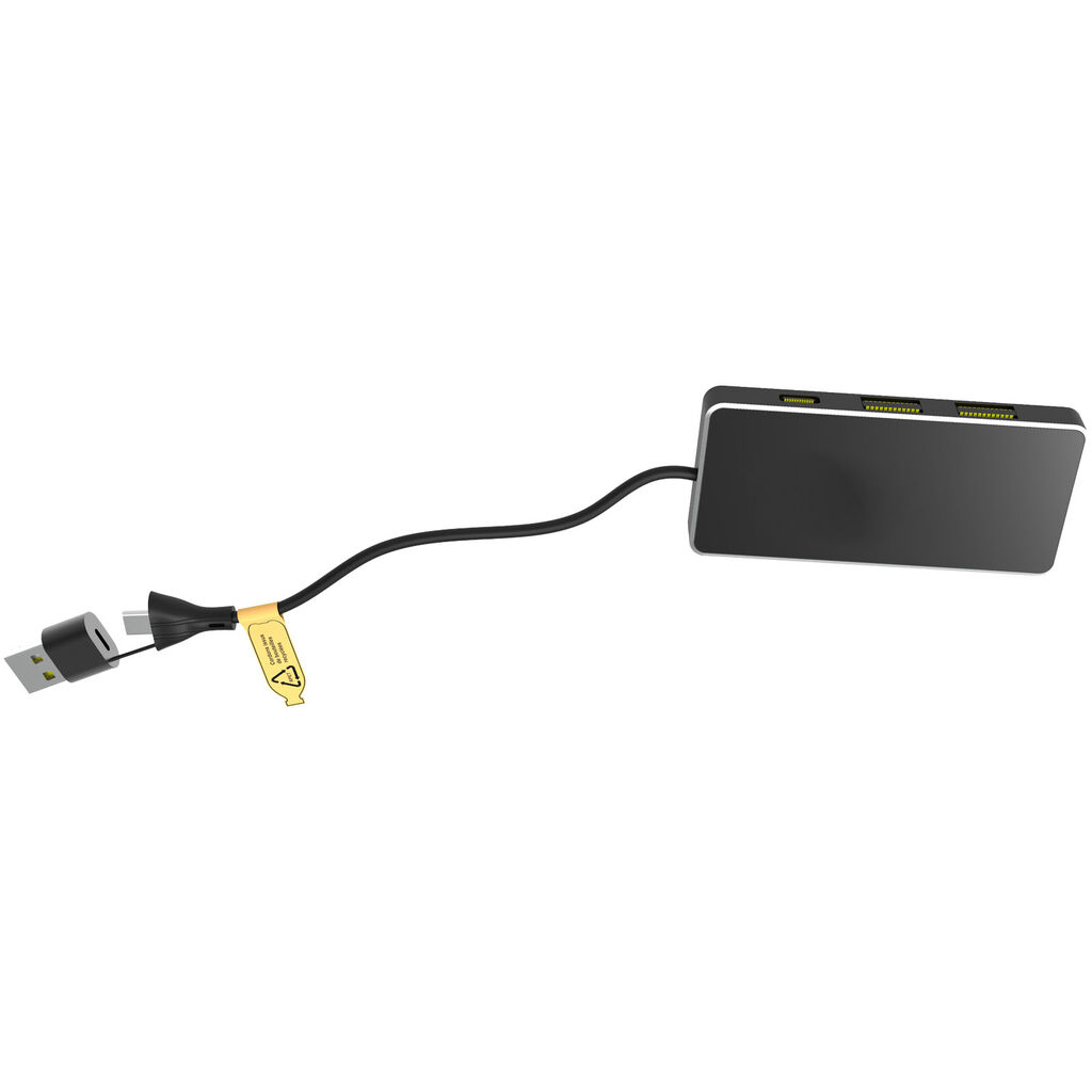 SCX.design H20 USB-концентратор 8-в-1 с двойным входом и 6 портами, цвет сплошной черный - 1PX16590- Фото №6
