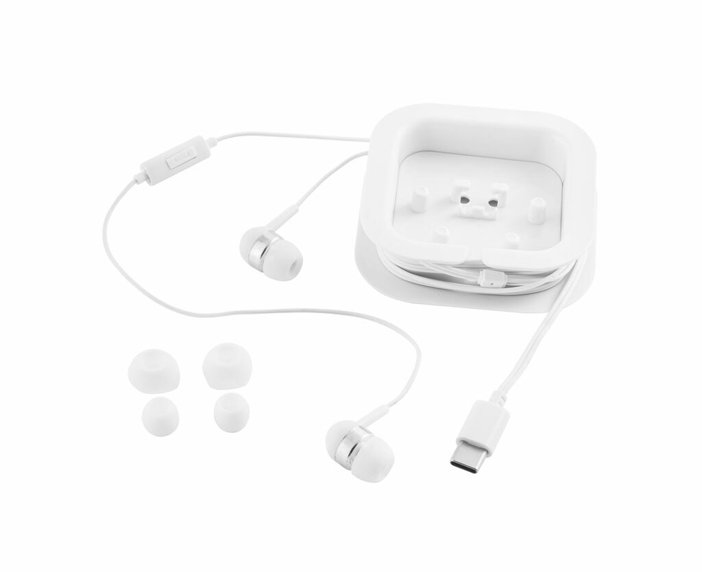 PRESLEY Навушники з кабелем USB-C довжиною 1,2 метра та вбудованим мікрофоном ABS білий - 97139-106- Фото №2