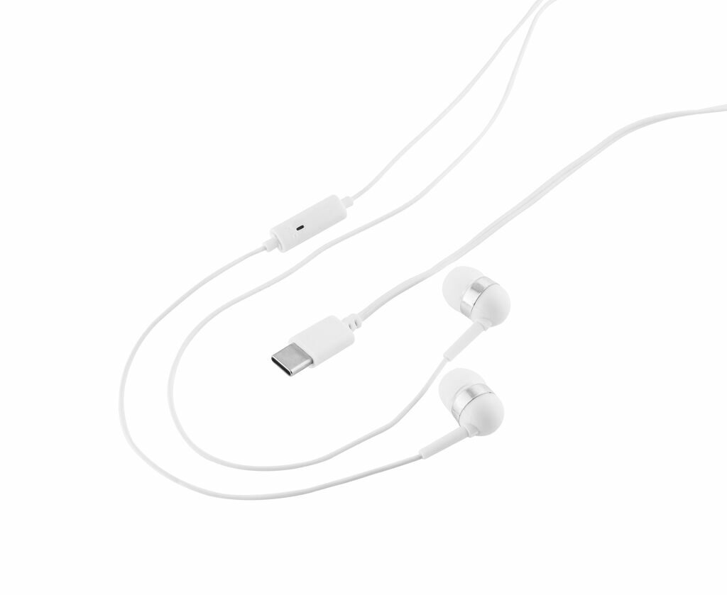 PRESLEY Навушники з кабелем USB-C довжиною 1,2 метра та вбудованим мікрофоном ABS білий - 97139-106- Фото №3