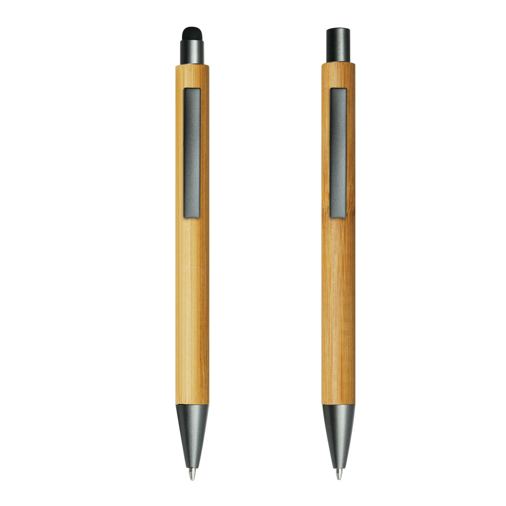 Письменный набор DOUBLE BAMBOO REVISED, цвет коричневый, серебряный - 56-1102108- Фото №3