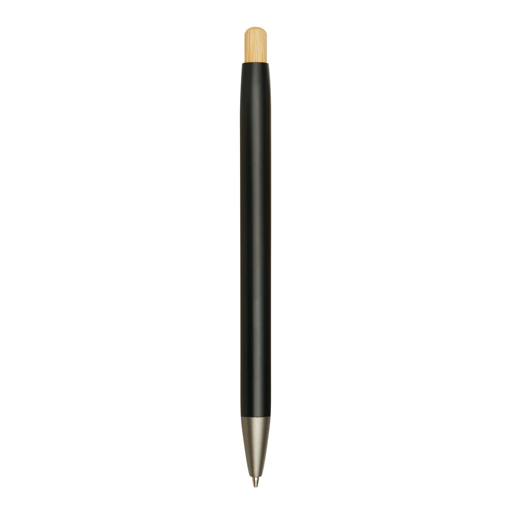 Алюминиевая шариковая ручка BAMBOO PUSHER, цвет чёрный - 56-1102252- Фото №4