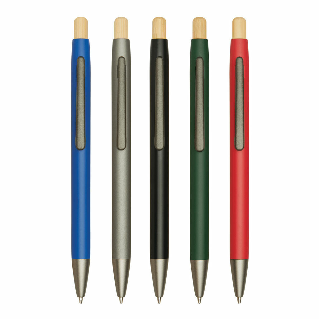 Алюминиевая шариковая ручка BAMBOO PUSHER красный - 56-1102255- Фото №5