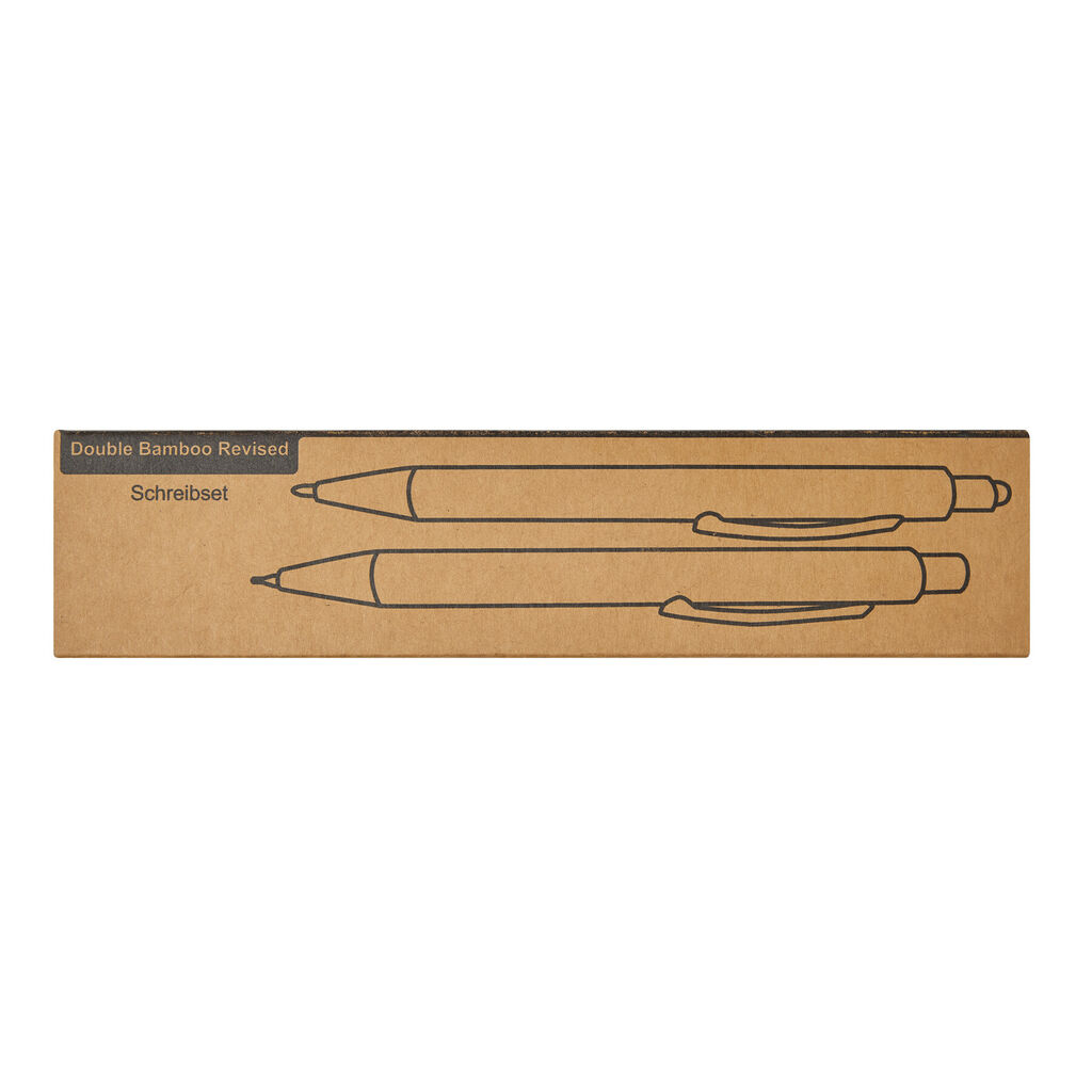 Письменный набор DOUBLE BAMBOO REVISED, цвет коричневый, серебряный - 56-1102108- Фото №14