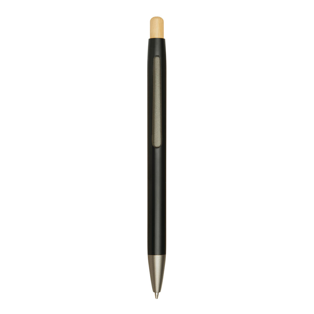 Алюминиевая шариковая ручка BAMBOO PUSHER, цвет чёрный - 56-1102252- Фото №6
