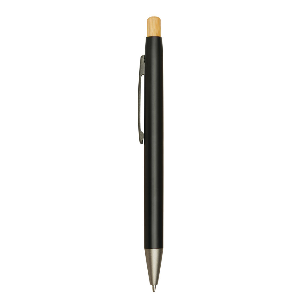 Алюминиевая шариковая ручка BAMBOO PUSHER, цвет чёрный - 56-1102252- Фото №7