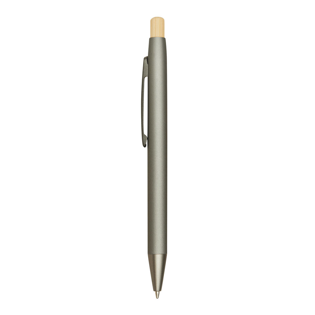 Алюминиевая шариковая ручка BAMBOO PUSHER, цвет серый - 56-1102253- Фото №7