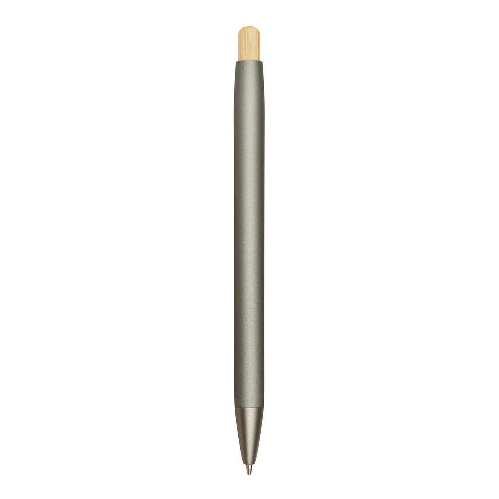 Алюминиевая шариковая ручка BAMBOO PUSHER, цвет серый - 56-1102253- Фото №8