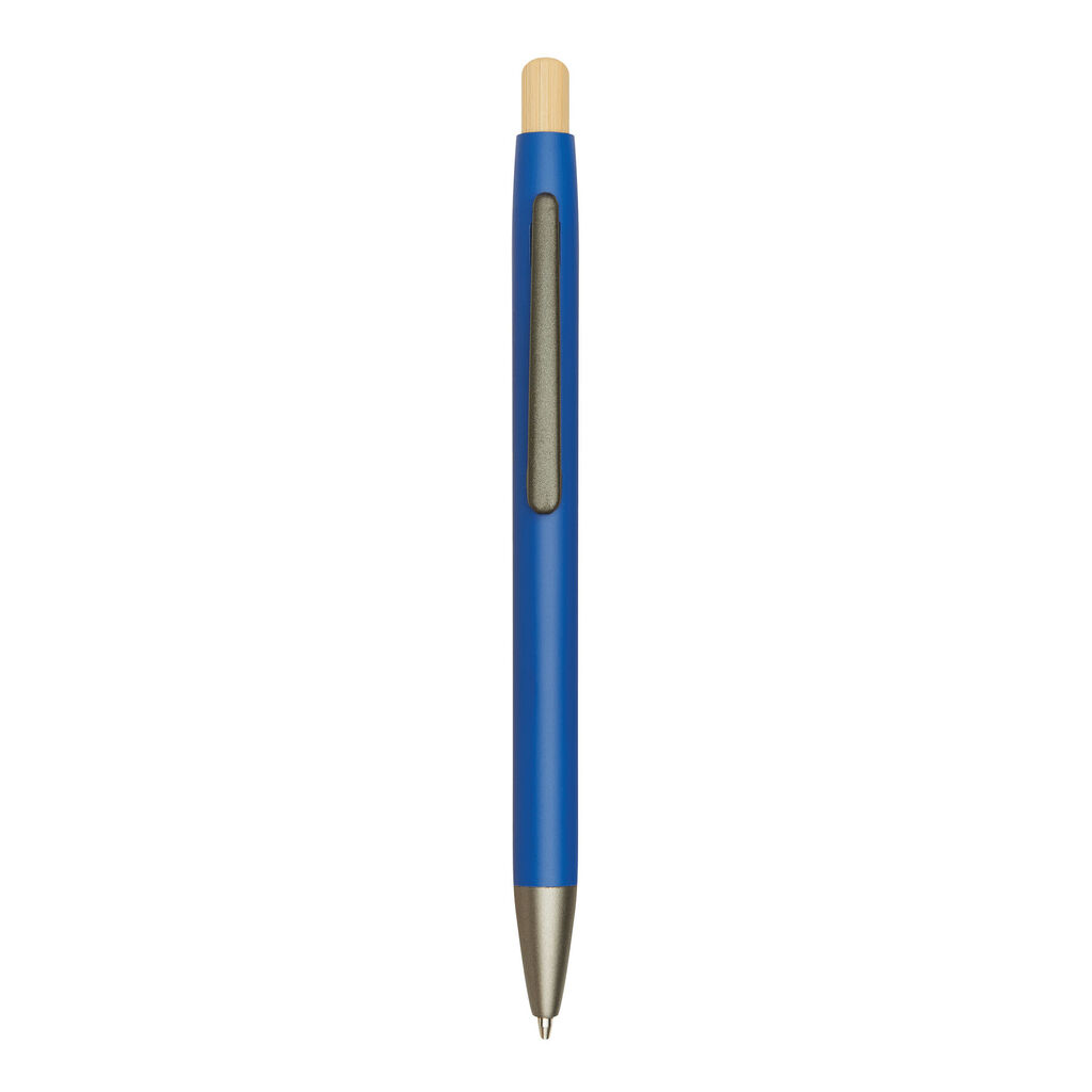 Алюминиевая шариковая ручка BAMBOO PUSHER, цвет синий - 56-1102254- Фото №6