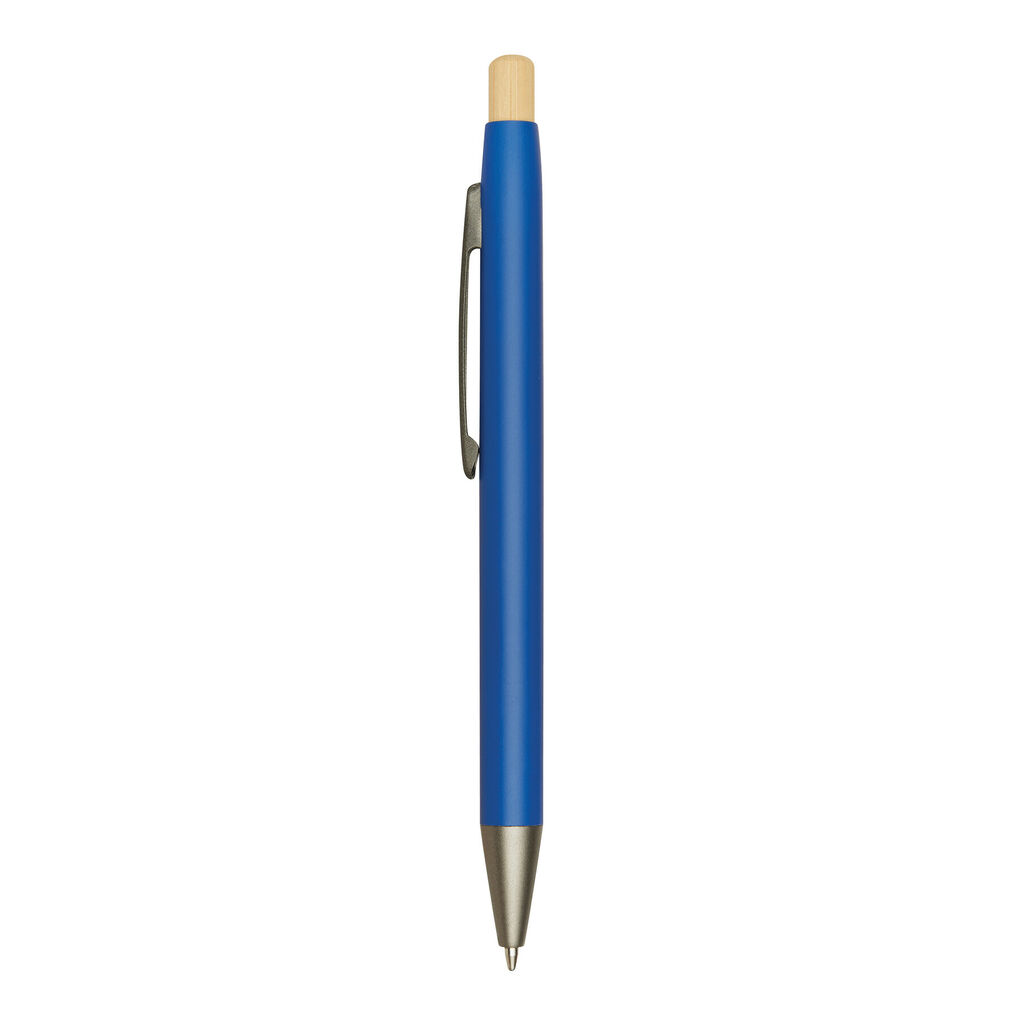 Алюминиевая шариковая ручка BAMBOO PUSHER, цвет синий - 56-1102254- Фото №7