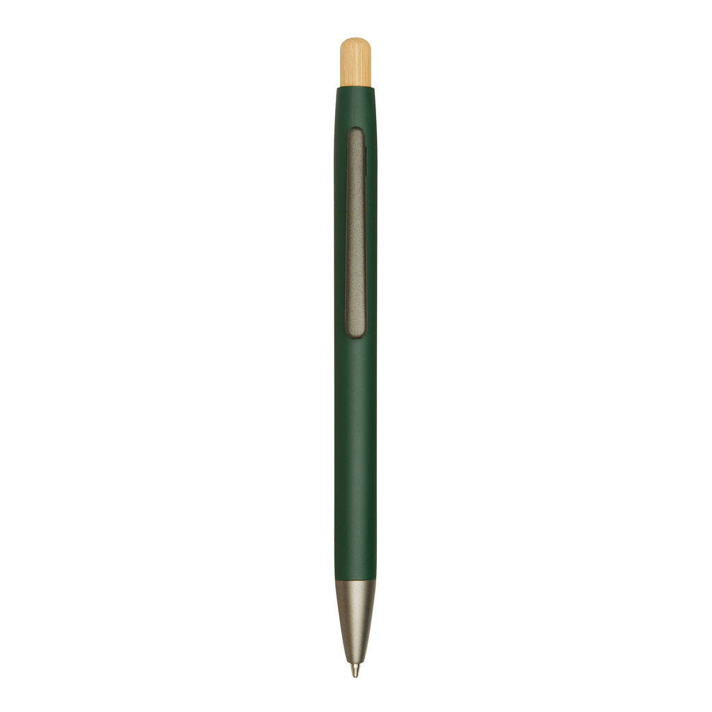 Алюминиевая шариковая ручка BAMBOO PUSHER, цвет зелёный - 56-1102256- Фото №6