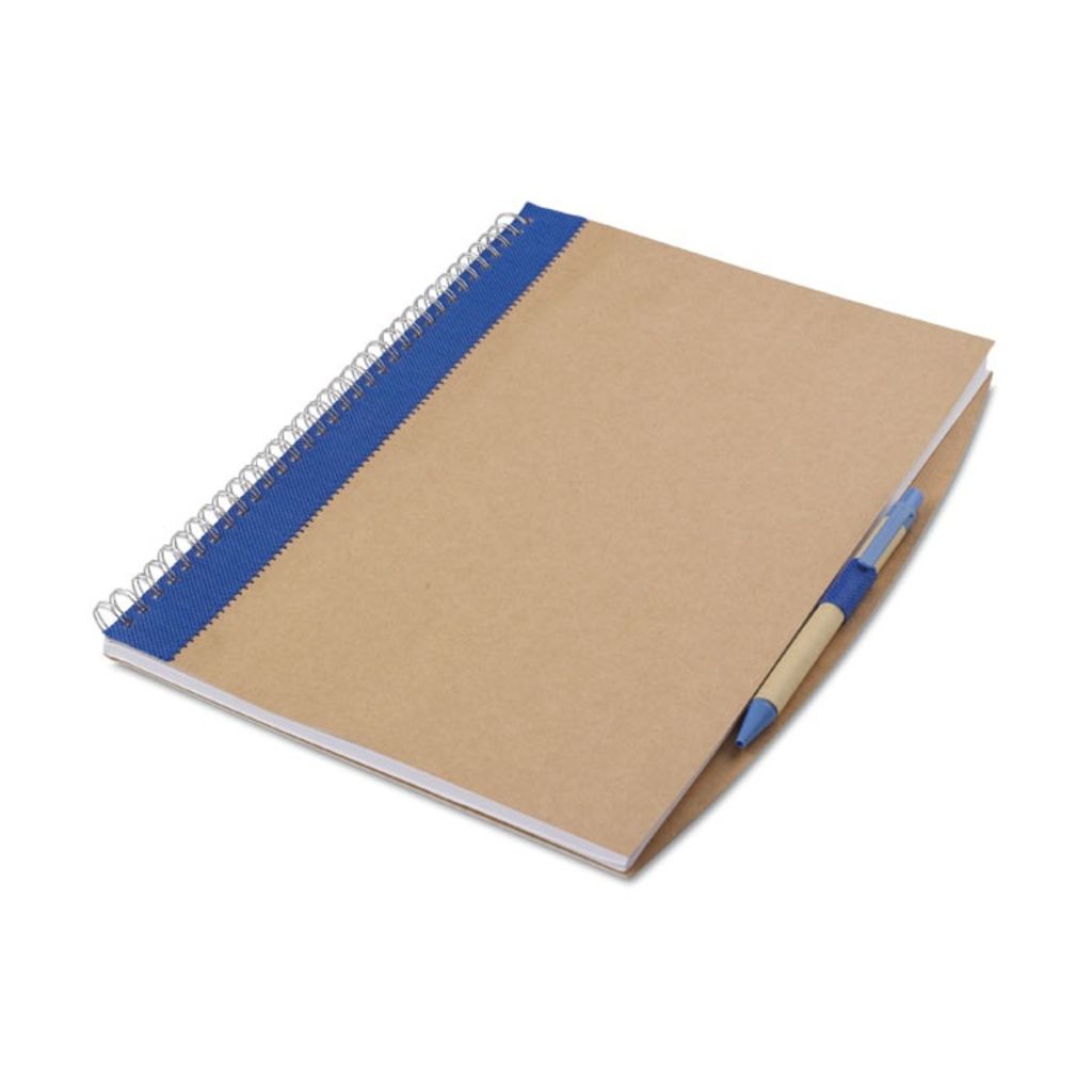 Эко-блокнот А4 формата с ручкой, бежевый с синим