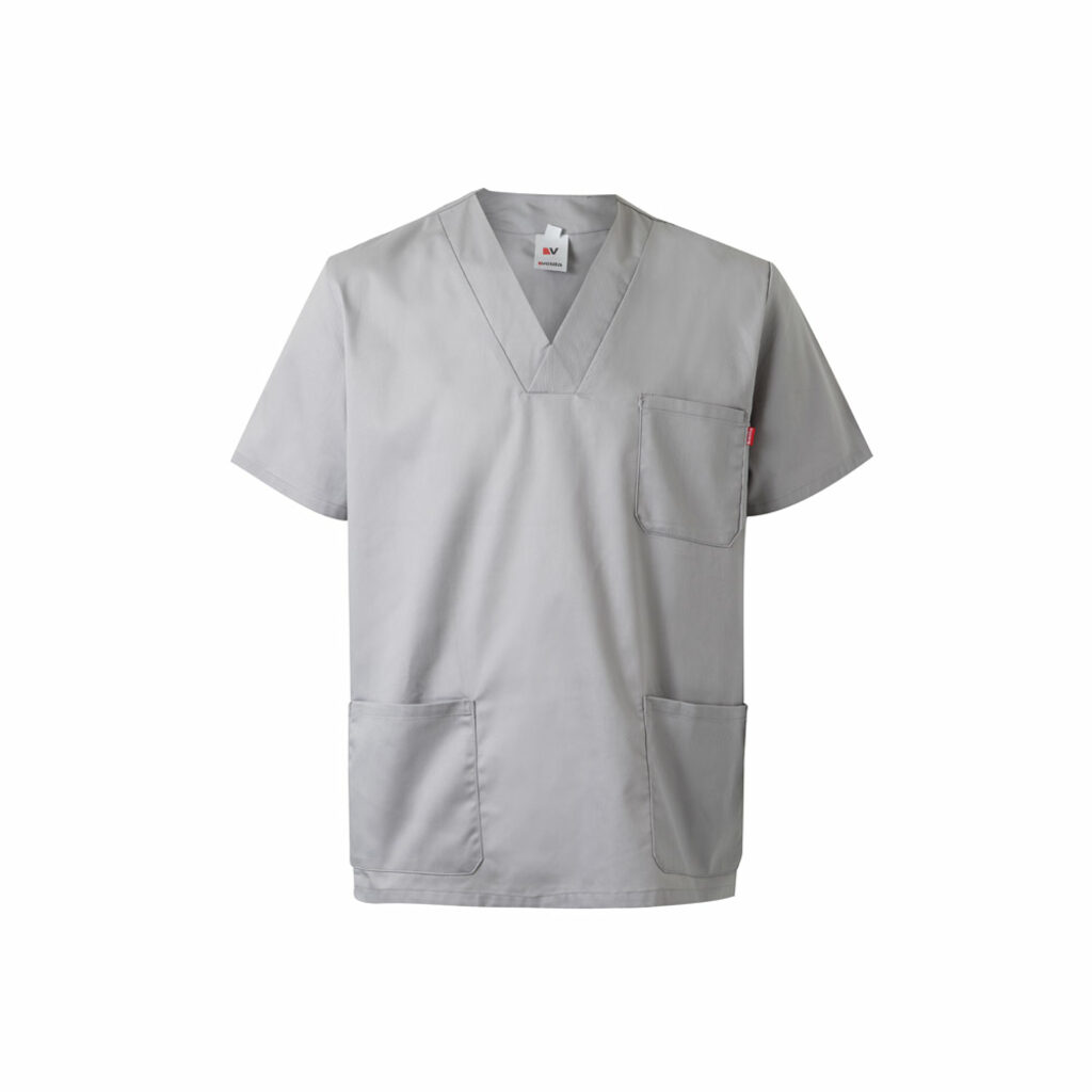 VL ILLAPA Туника из твила (190 г/м²) с короткими рукавами, из полиэстера (65%) и хлопка (35%). светло-серый  размер XS - 36132-123-XS- Фото №1