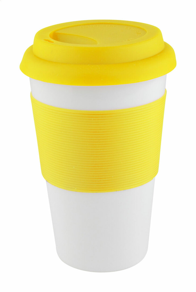 Кружка с силиконовым держателем Soft Touch, цвет желтый - AP803420-02- Фото №1