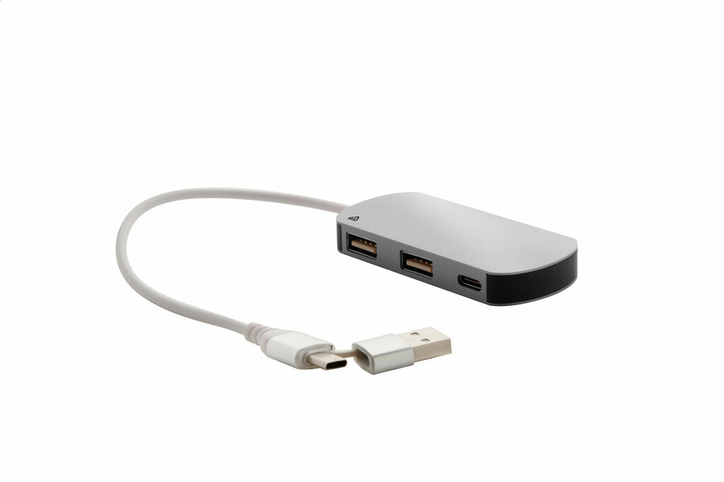 USB хаб Raluhub, цвет серебло - AP864022-21- Фото №2