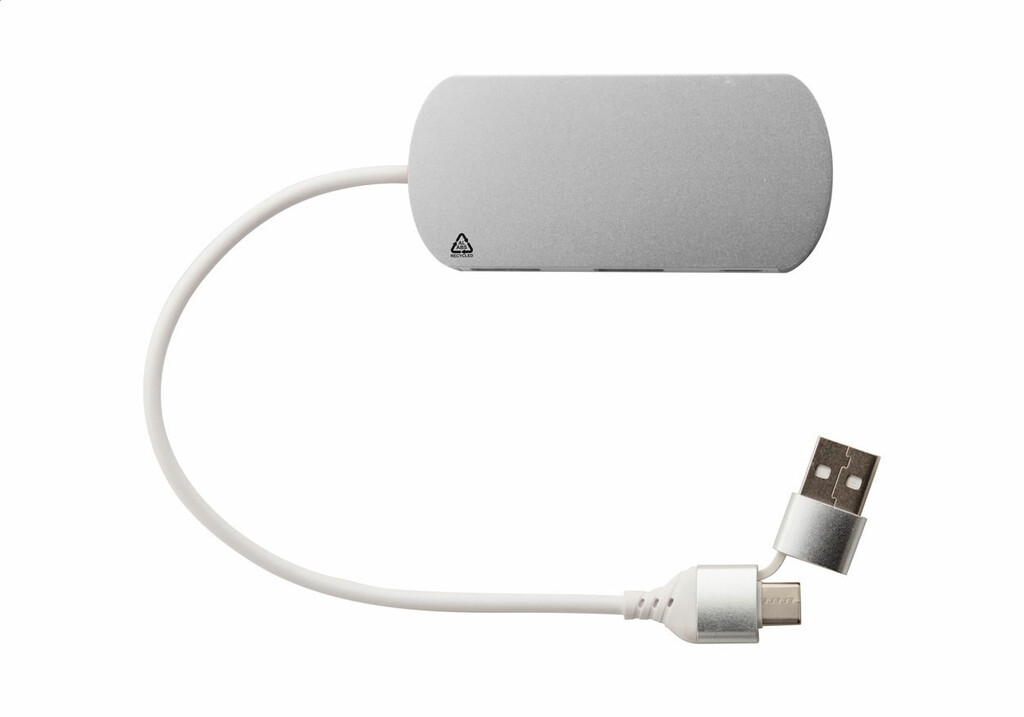 USB хаб Raluhub, цвет серебло - AP864022-21- Фото №3