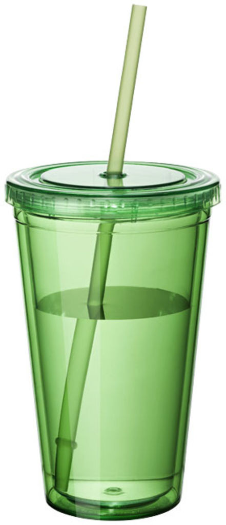 Стакан з соломинкою Cyclone, колір зелений прозорий
