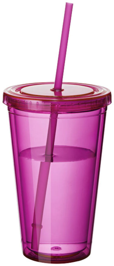 Стакан с соломинкой Cyclone, цвет пурпурный розовый