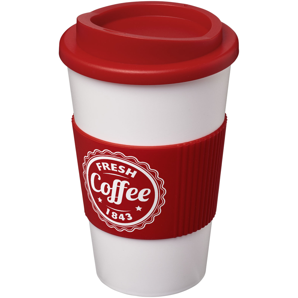 Термокружка Americano, колір білий, червоний - 21000210- Фото №2