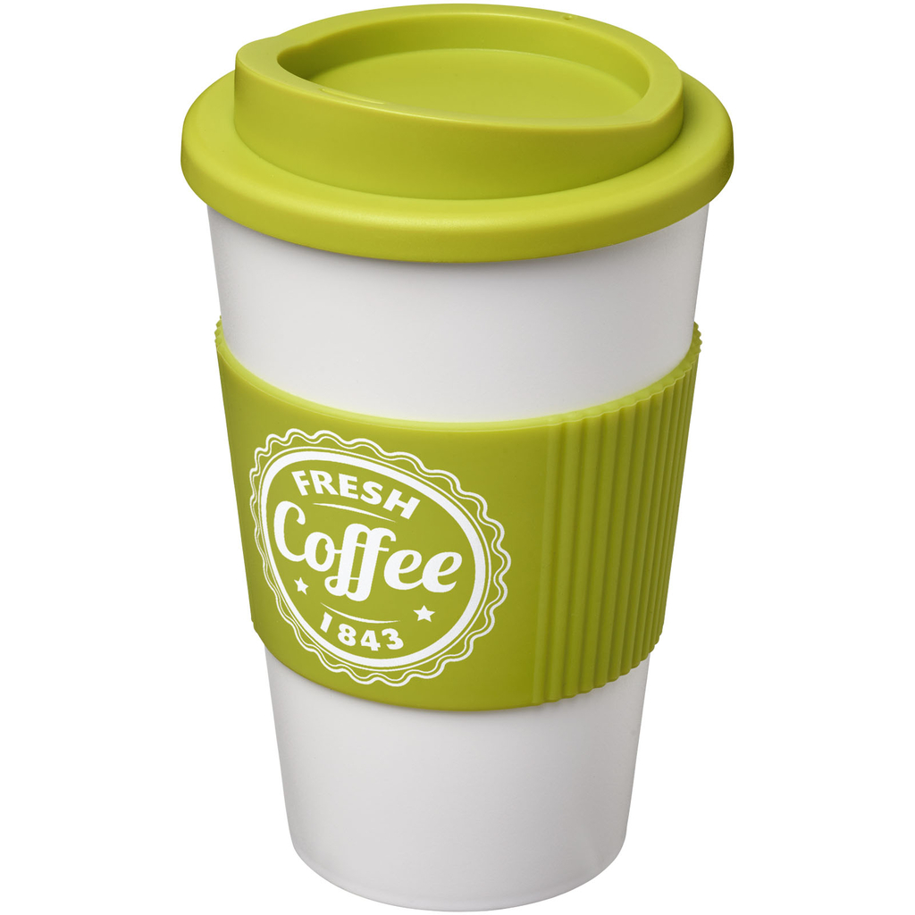 Термокружка Americano, колір білий, зелений лайм - 21000211- Фото №2