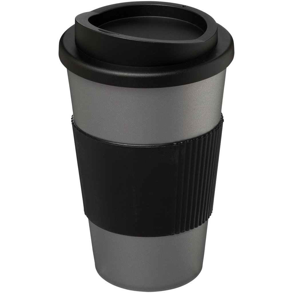 Термокружка Americano, цвет серебристый, сплошной черный - 21000224- Фото №1