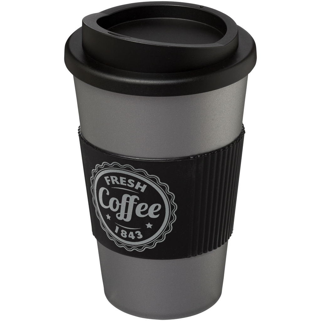 Термокружка Americano, цвет серебристый, сплошной черный - 21000224- Фото №2