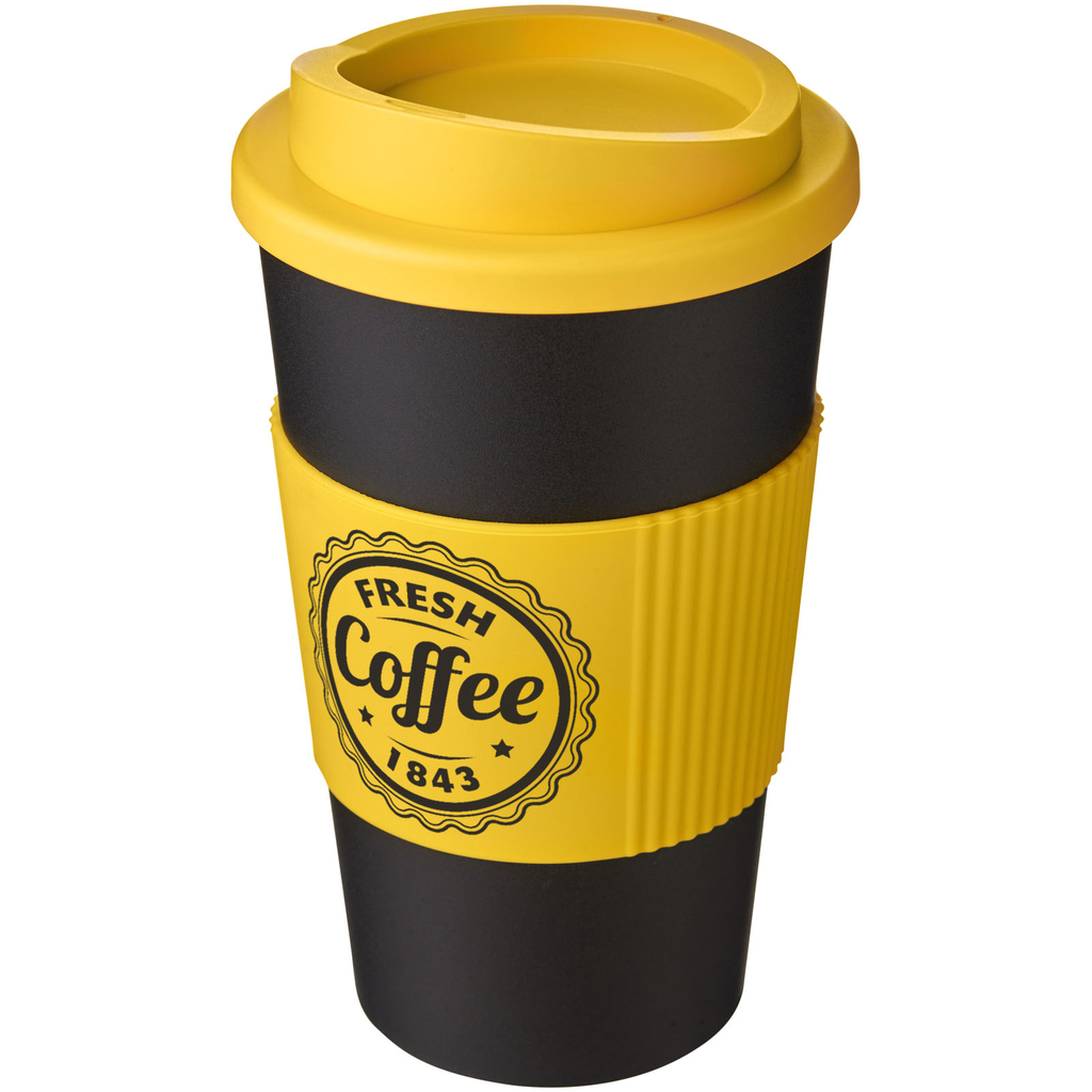 Термокружка Americano, колір суцільний чорний, жовтий - 21000228- Фото №2