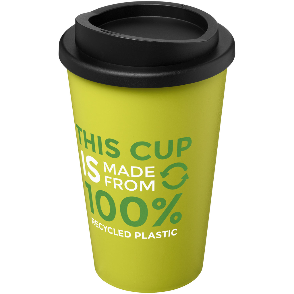 Термокружка Recycled Americano® объемом 350 мл, цвет лайм, сплошной черный - 21069163- Фото №2