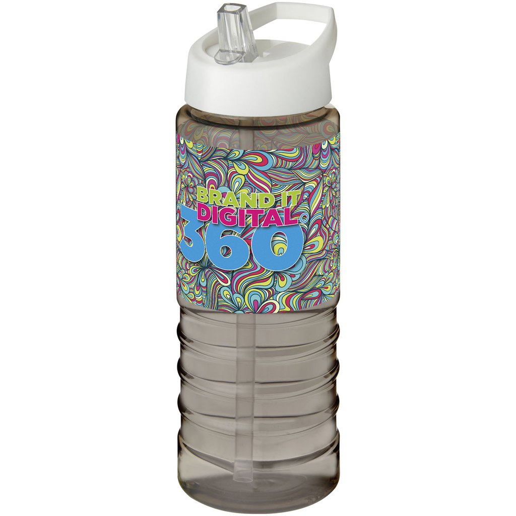 Бутылка спортивная H2O Treble, цвет темно-серый, белый - 21087703- Фото №2