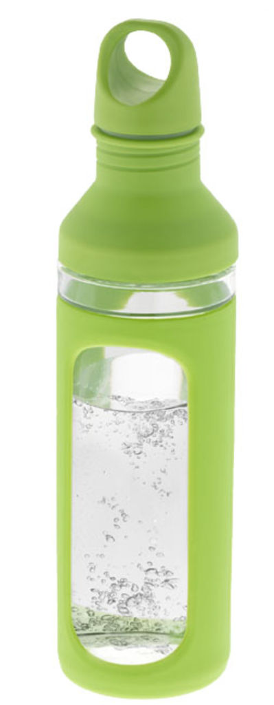 Скляна пляшка Hover, колір зелений, прозорий