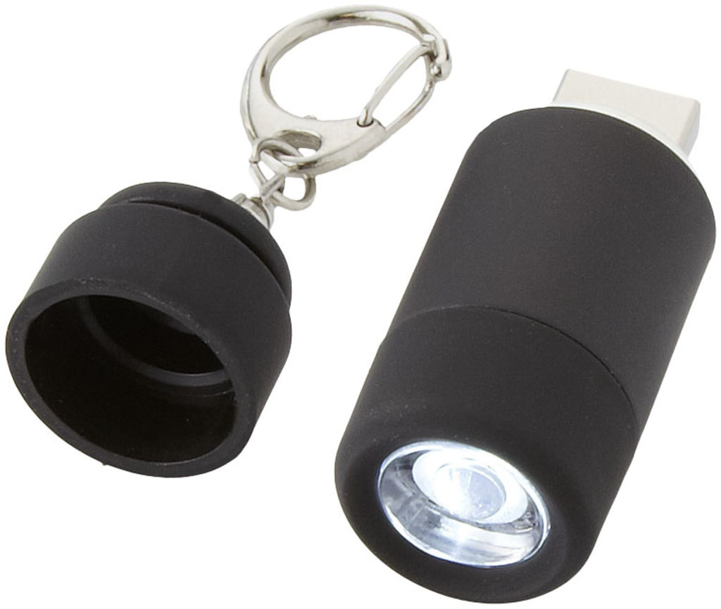 Брелок-фонарь Avior с зарядкой от USB, цвет сплошной черный