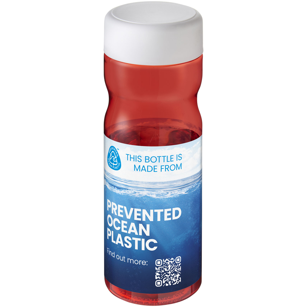 Пляшка з кришкою для води, що загвинчується H2O Eco Base 650 ml, колір червоний, білий - 21043507- Фото №2