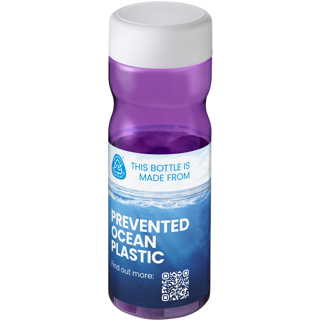 Пляшка з кришкою для води, що загвинчується H2O Eco Base 650 ml, колір пурпуровий, білий - 21043509- Фото №2