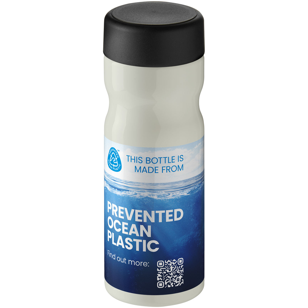Пляшка з кришкою для води, що загвинчується H2O Eco Base 650 ml, колір кольору слонової кістки, суцільний чорний - 21043511- Фото №2