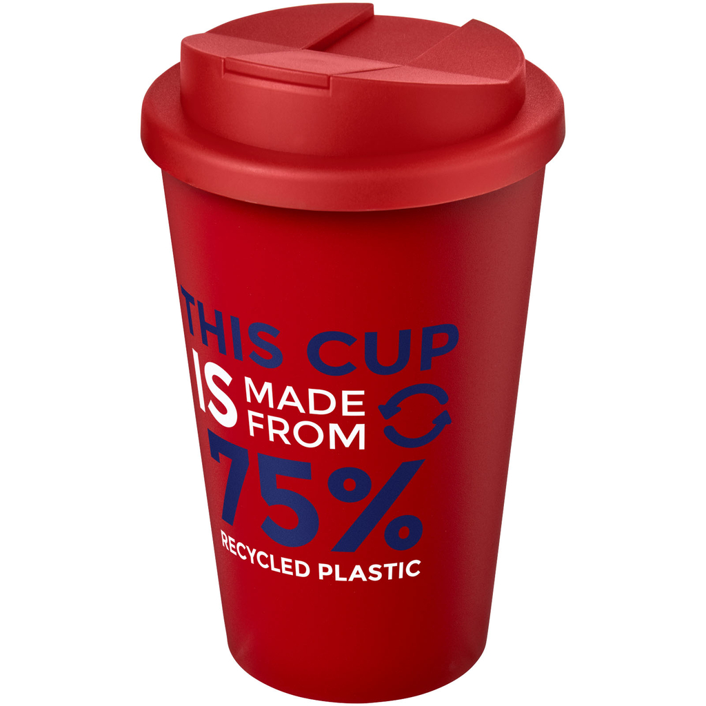 Кухоль з герметичною кришкою Americano® Eco з переробленого матеріалу об'ємом 350 мл, колір червоний - 21042504- Фото №2