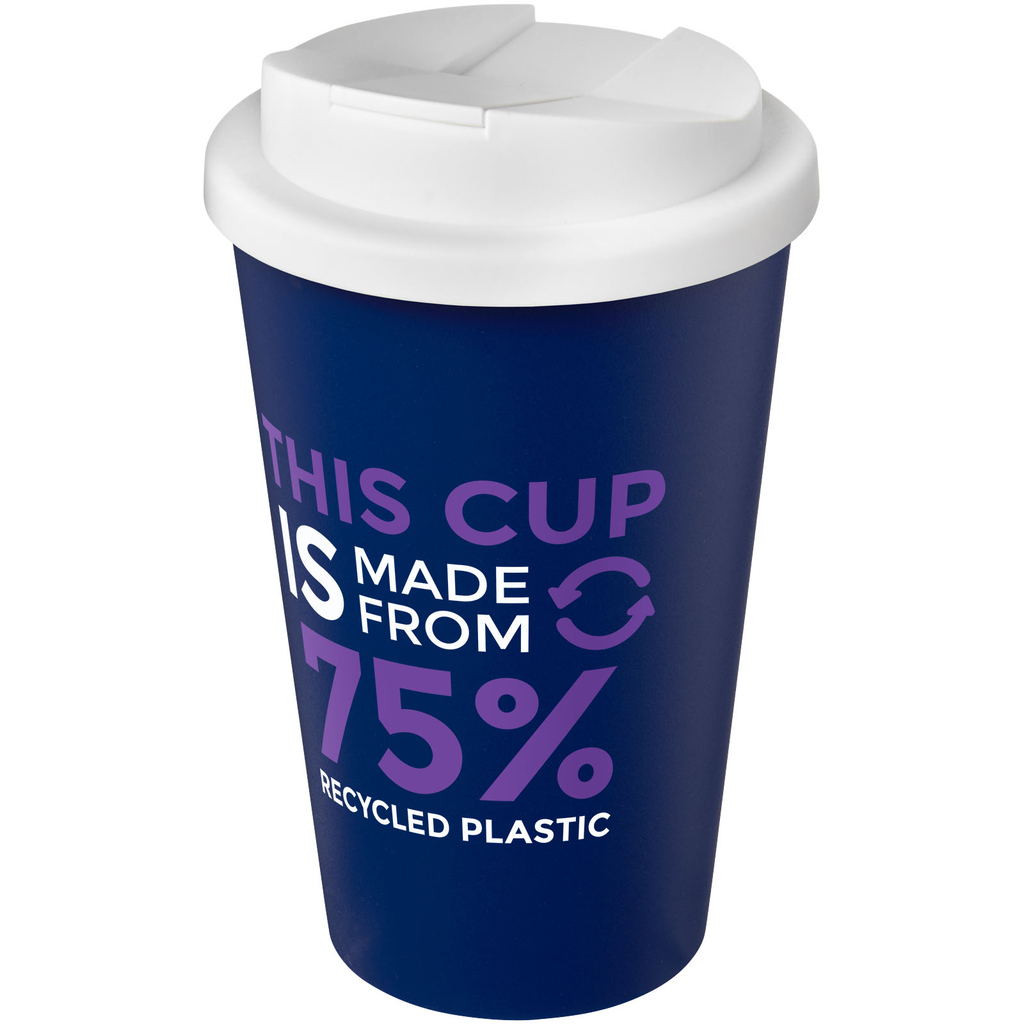 Кухоль з герметичною кришкою Americano® Eco з переробленого матеріалу об'ємом 350 мл, колір синій, білий - 21042510- Фото №2 Кухоль з герметичною кришкою Americano® Eco з переробленого матеріалу об'ємом 350 мл, колір синій, білий - 21042510- Фото №2