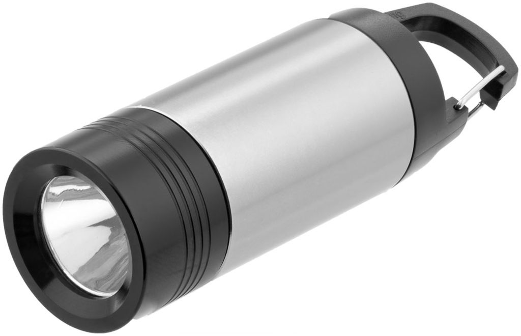 Ліхтарик Mini Lantern, колір срібний, суцільний чорний
