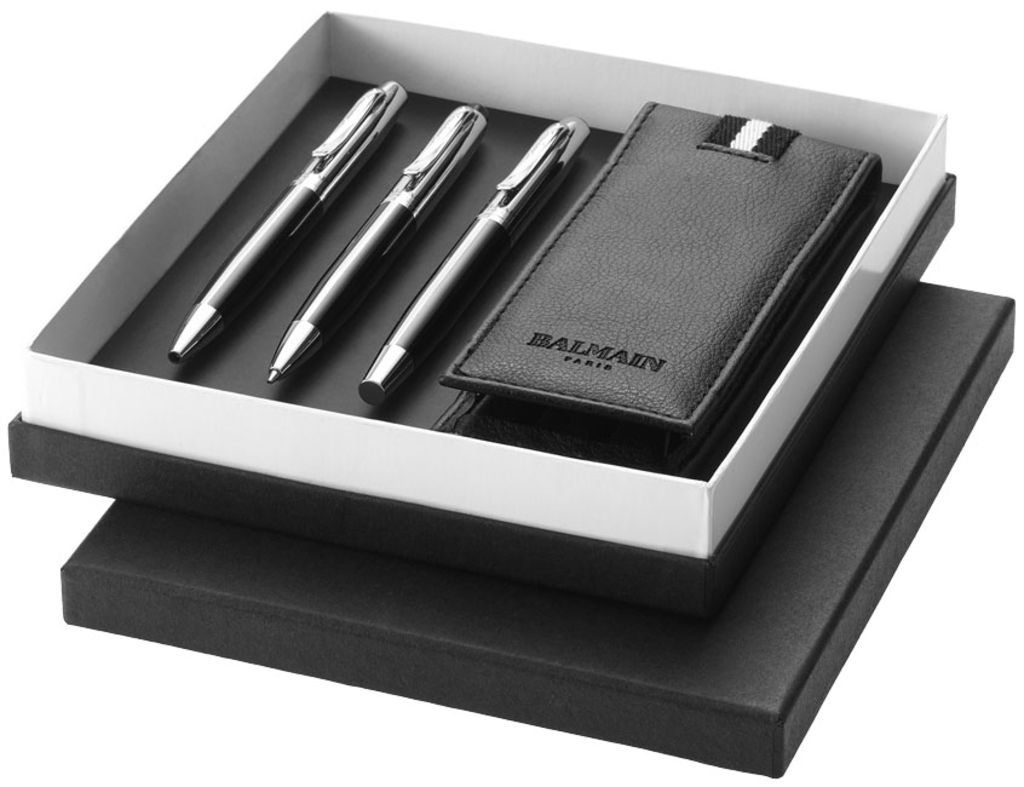 Подарочный набор ручек, цвет сплошной черный, серебряный