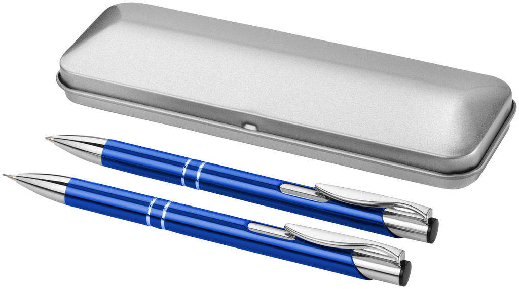 Набір ручок Dublin, колір яскраво-синій, срібний
