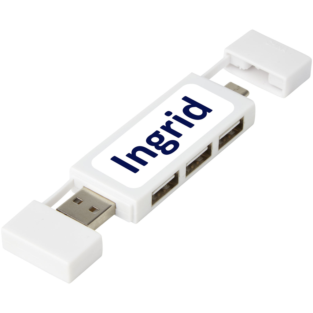 Mulan Двойной USB 2.0-хаб, цвет белый - 12425101- Фото №3