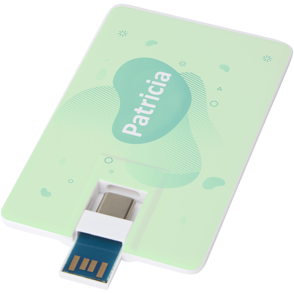 Duo Slim USB-накопитель емкостью 64ГБ и разъемами Type-C и USB-A 3.0, цвет белый - 12375001- Фото №3
